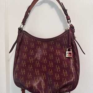 Dooney & Bourke Margot Coated Canvas Shoulder Bag Crossbody Strap Bordeaux